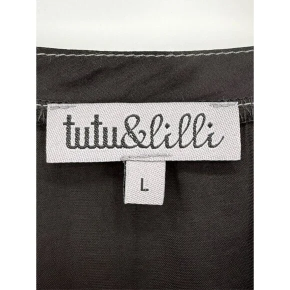 TUTU&LILLI The Kiki - Black Top Blouse Satin L - Picture 3 of 6